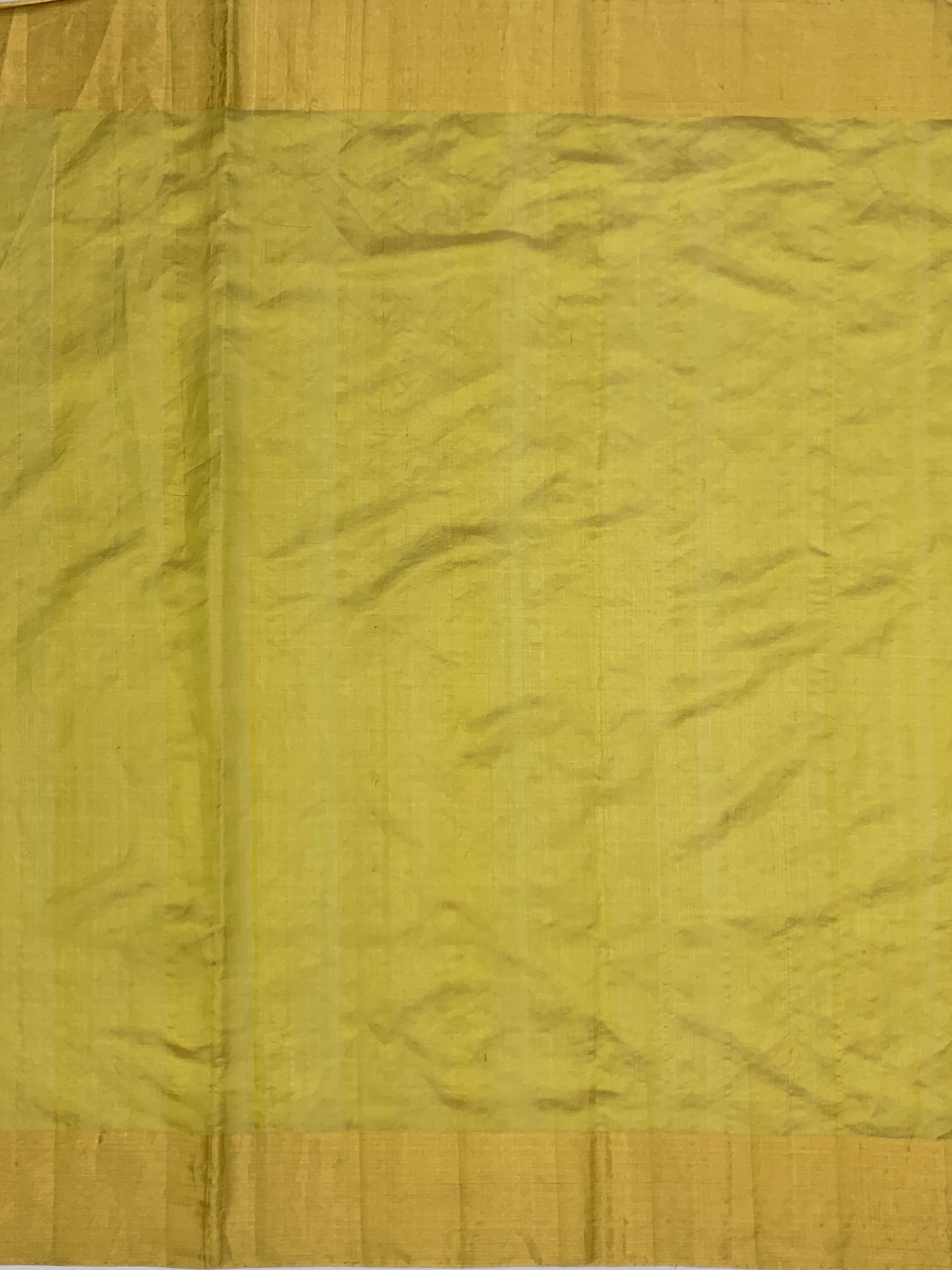 Olive Green Chanderi Silk Saree with Chevron Zari & Patan Patola Border