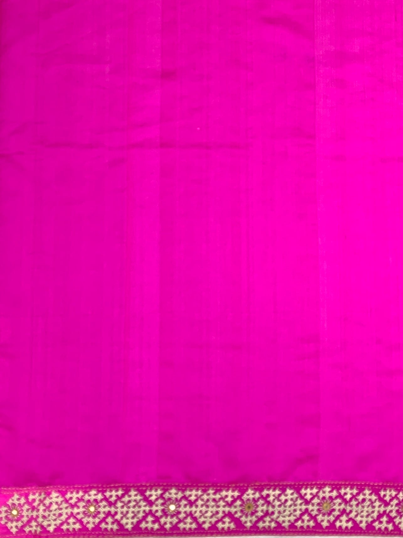 Rani Pink Fusion Chanderi Silk Saree with Kutch Work Border