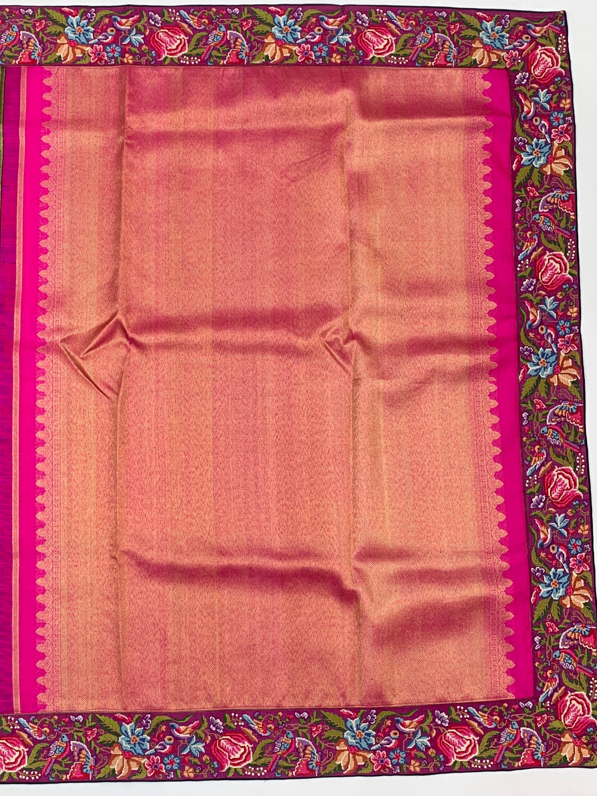 Fusion Kanjeevaram Silk Saree with Embroidered Border