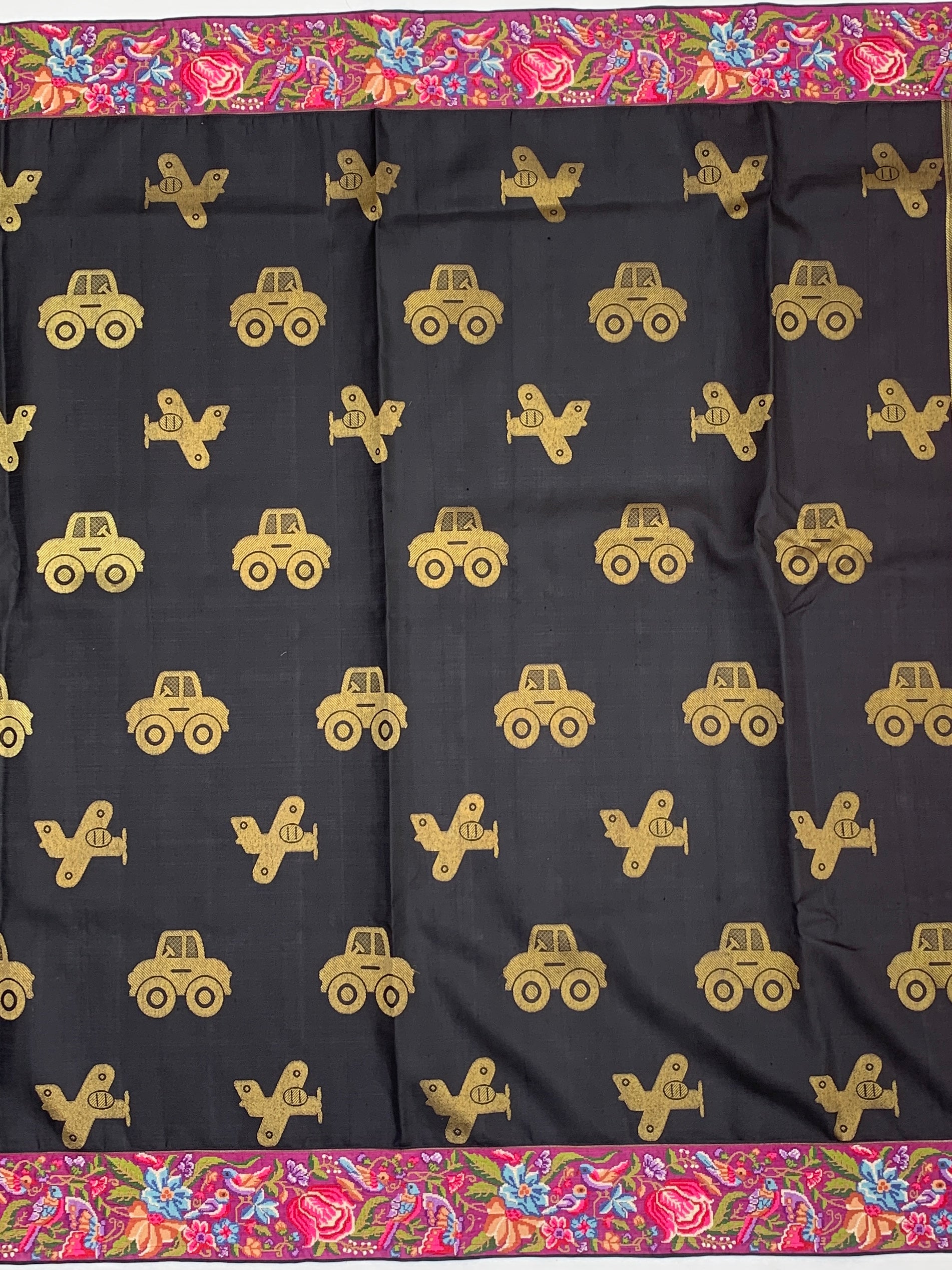 Fusion Kanjeevaram Silk Saree with Embroidered Border