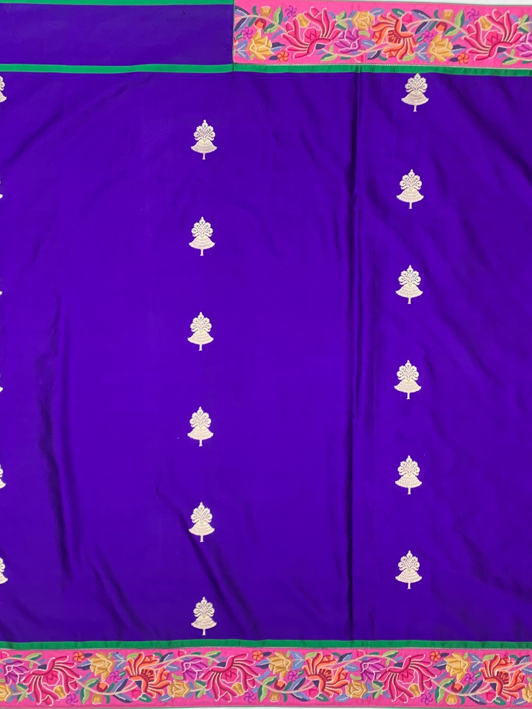 Royal Indigo Fusion Banarasi Mashru Silk Saree with Petite Point Embroidery