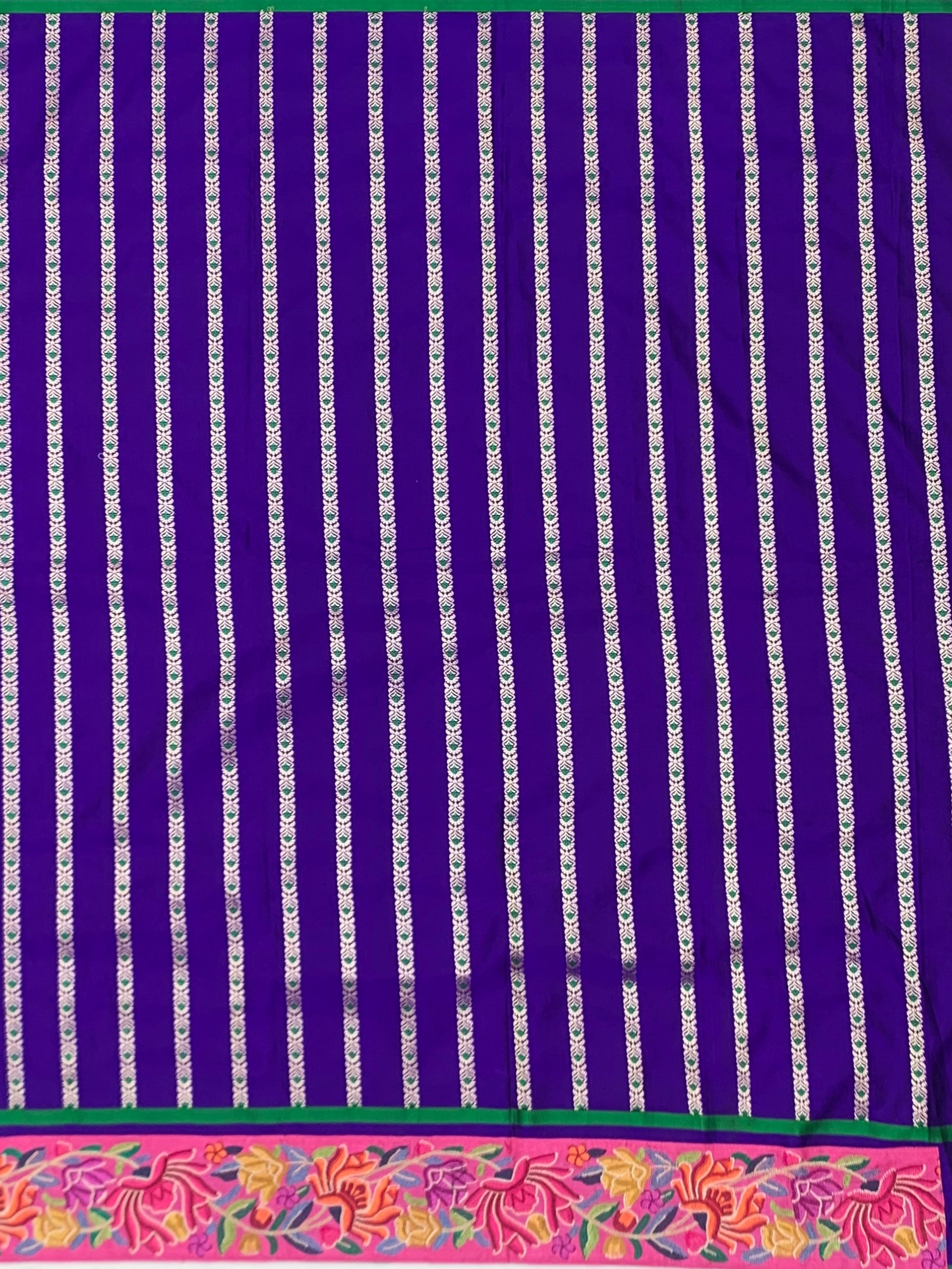 Royal Indigo Fusion Banarasi Mashru Silk Saree with Petite Point Embroidery