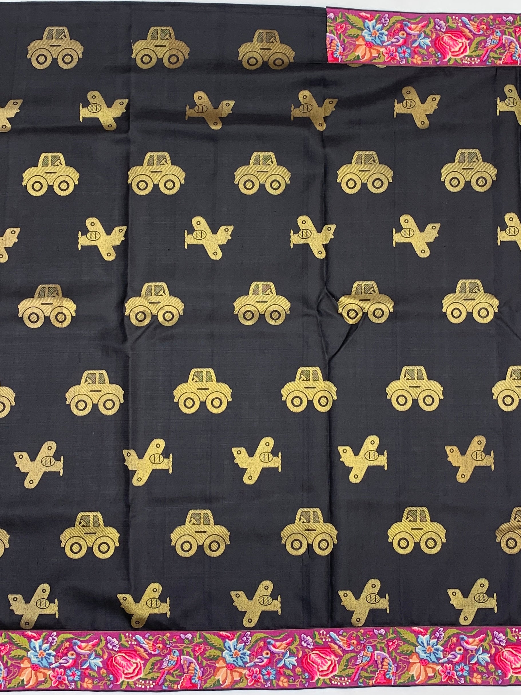 Fusion Kanjeevaram Silk Saree with Embroidered Border