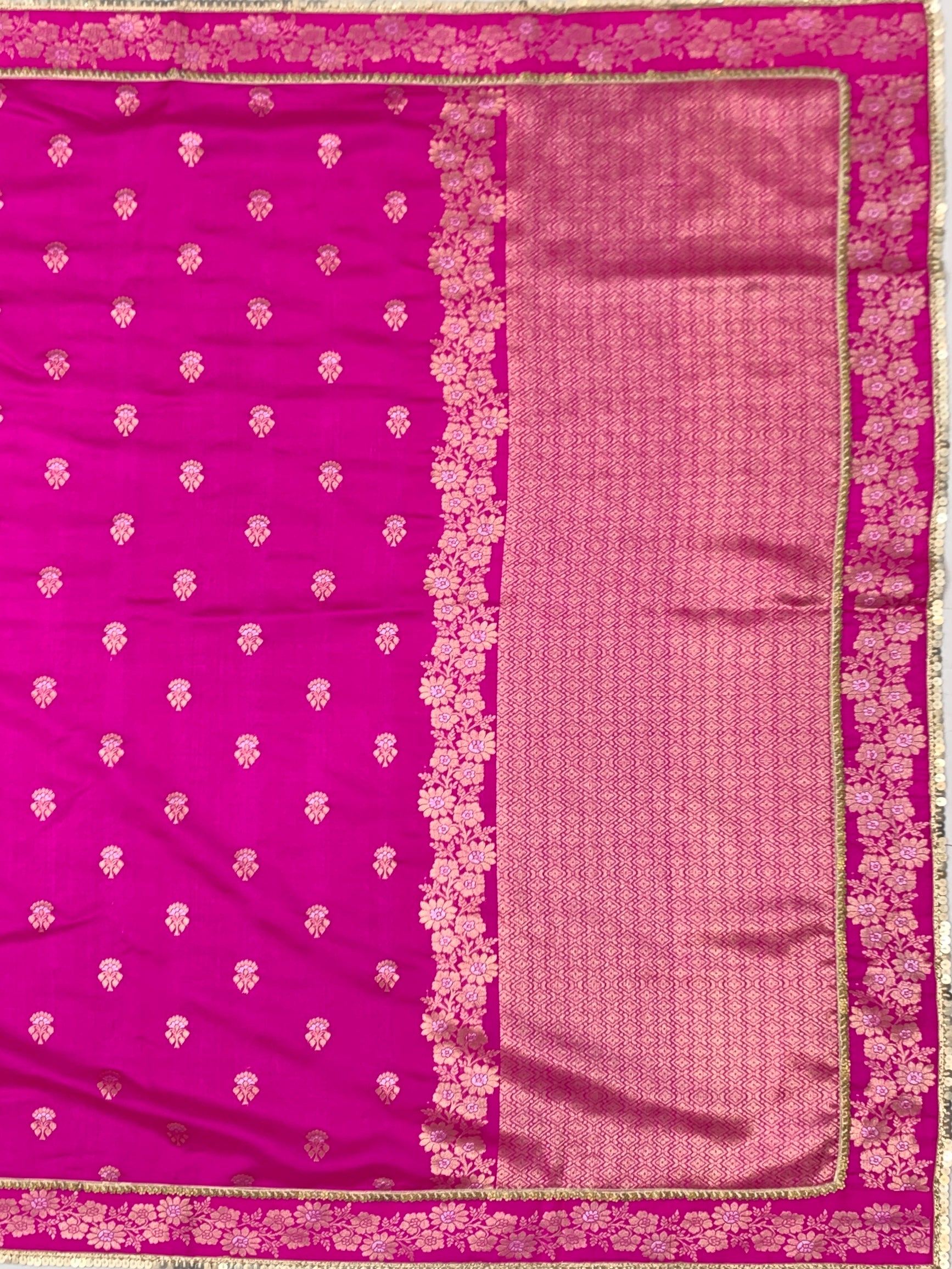 Vibrant Rani Pink Fusion Chanderi Silk Saree with Sequin Border
