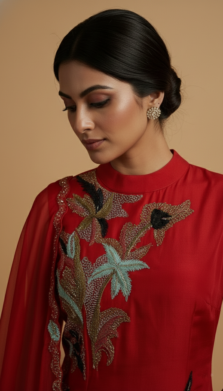 Sharara Dress Red In Colour
