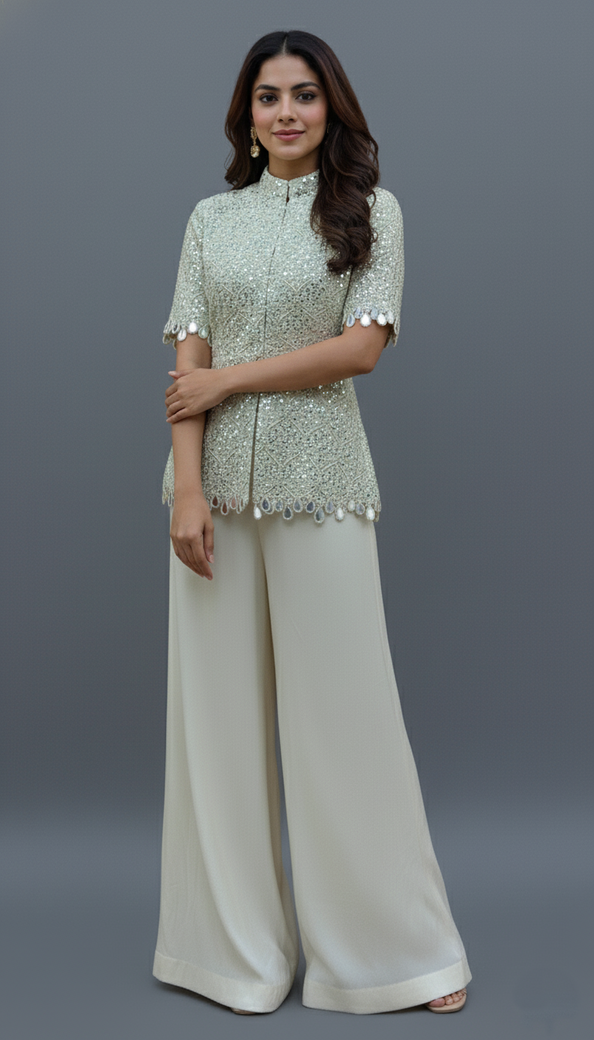 Cream Co-Ord Set With Floral Design