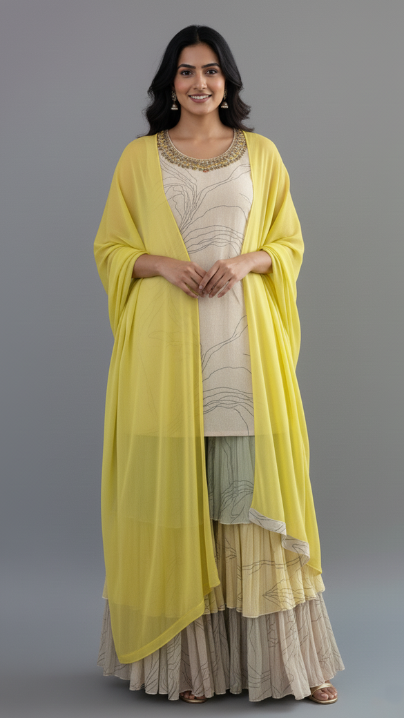 Multi-Colour Embroidery Sharara Dress