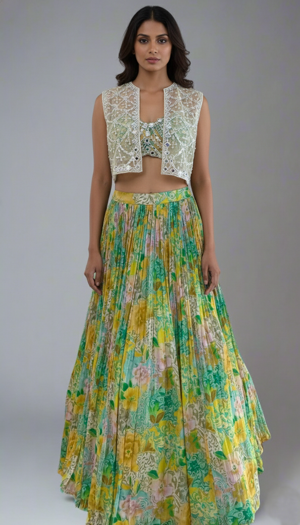 Multi-Colour Floral Lehenga