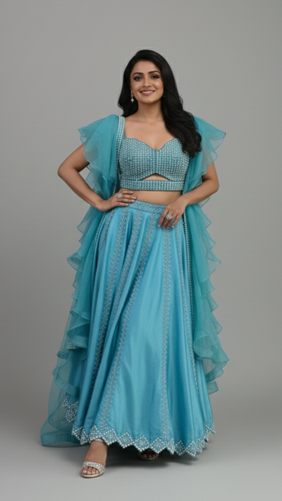 Light-Blue Lehenga Set