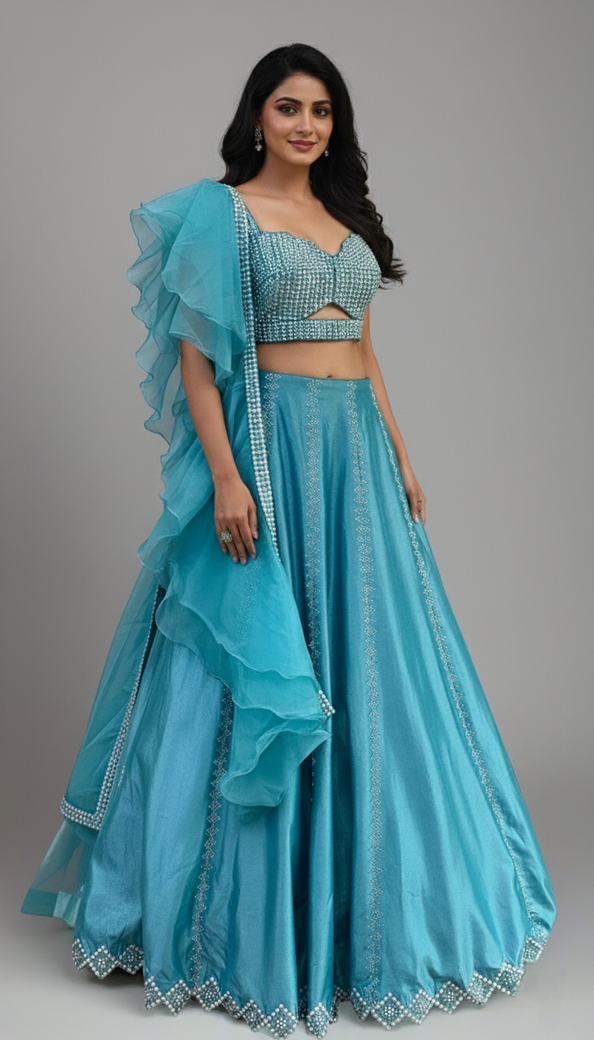 Light-Blue Lehenga Set