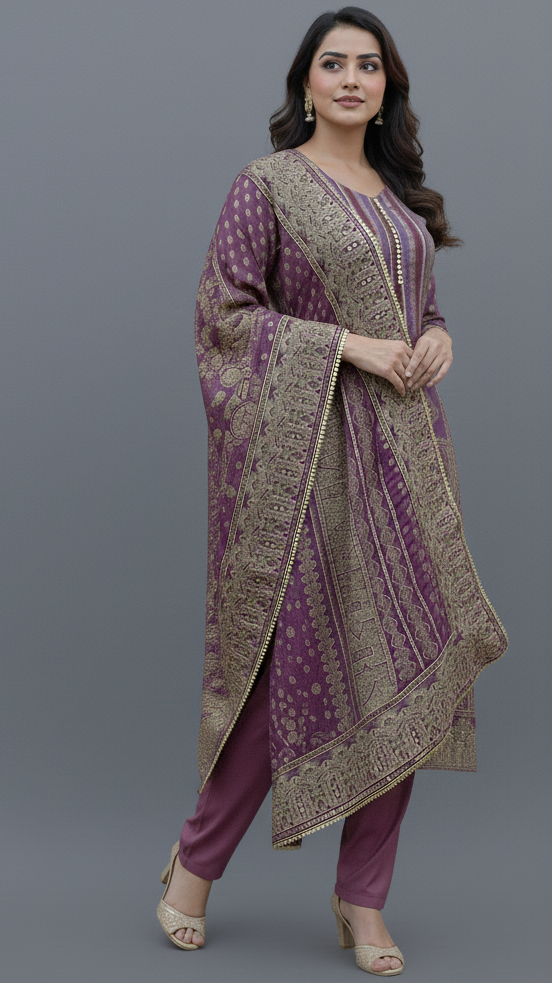 Straight Suit Set In Multi-Colour