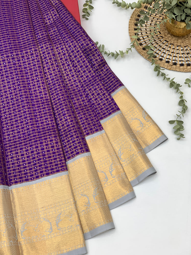 Kanjeevaram Silk Saree Purple In Colour