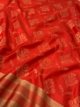 Soft Silk Saree Orange In Colour
