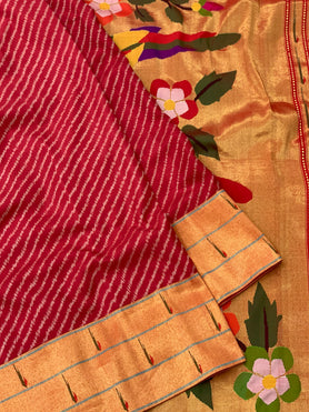 Fusion Patola With Paithani Saree Red In Color