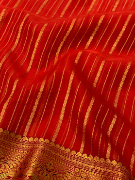 Chanderi Kora Saree Red In Colour