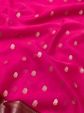 Chanderi Kora Saree Pink In Colour