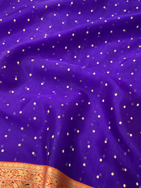 Chanderi Kora Saree Violet In Colour