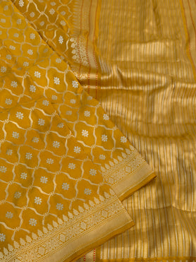 Banarasi Kadwa Weave Silk Saree Mustard In Colour
