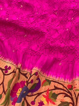 Paithani Bandhani Saree Pink In Colour