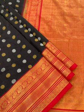 Kanjeevaram Silk Saree Black In Colour