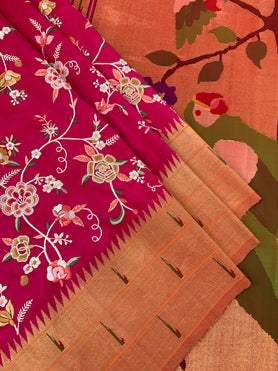 Paithani Silk Saree Pink In Colour
