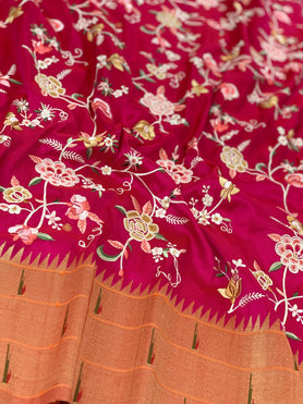 Paithani Silk Saree Pink In Colour