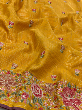 kanjeevaram Silk Saree Mustard In Colour