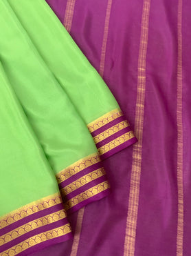 Mysore Silk Saree Parrot-Green In Colour