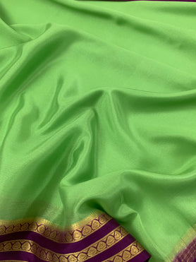 Mysore Silk Saree Parrot-Green In Colour