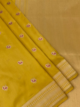 Banarasi Silk Kadwa Weave Saree Yellow In Colour