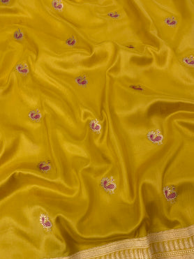 Banarasi Silk Kadwa Weave Saree Yellow In Colour