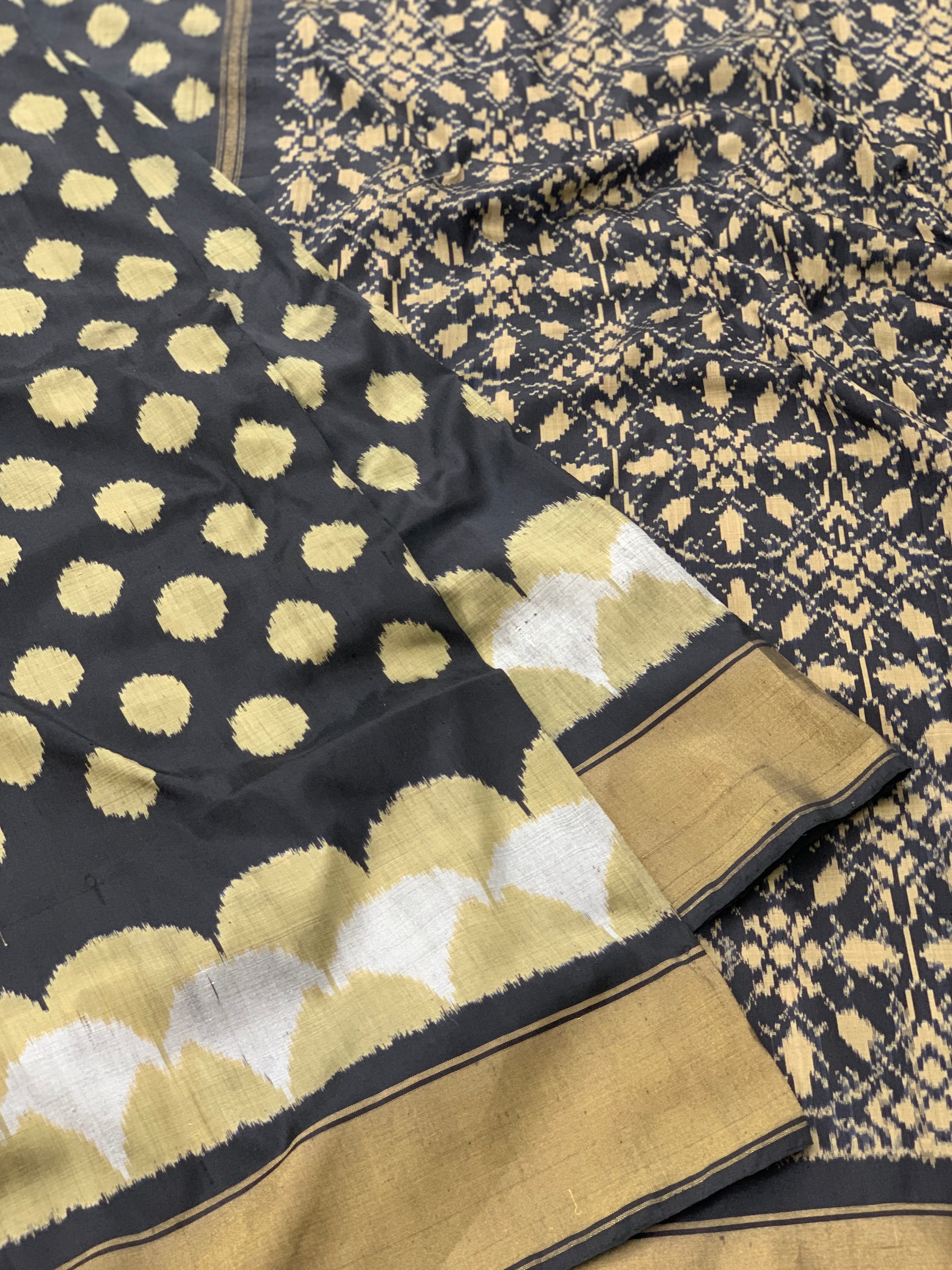 Ikat Saree Black In Colour