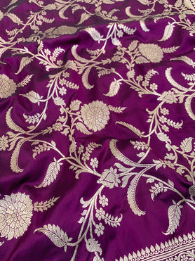 Banarasi Kadwa Weave Silk Saree Wine In Color