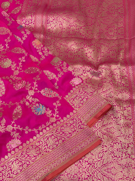 Banarasi Kadwa Weave Silk Saree Pink In Colour