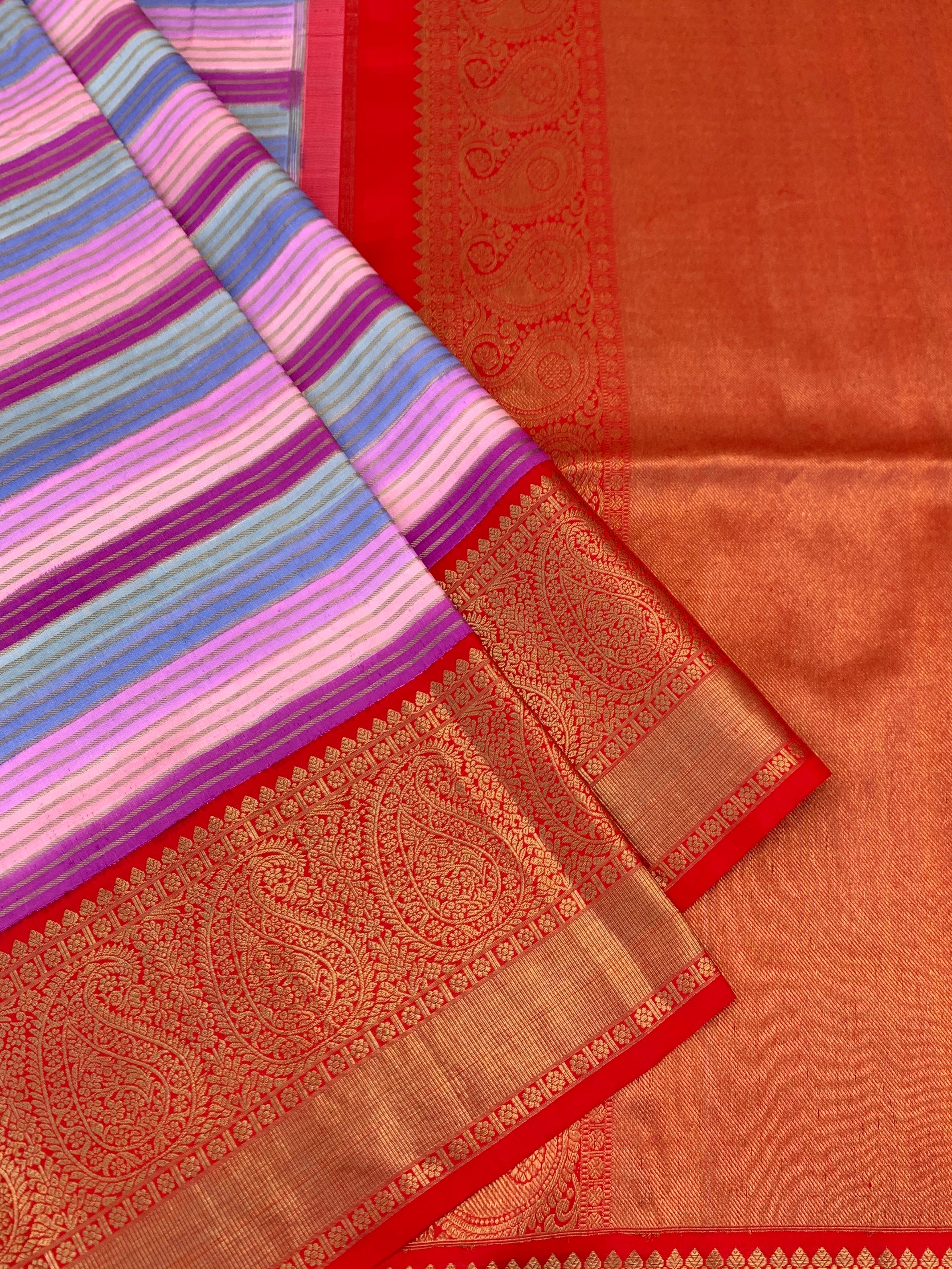 kanjeevaram brush painted Saree 