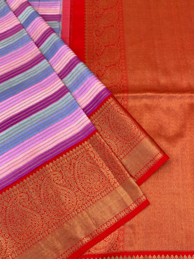 Kanjeevaram Brush Painted Saree In Multi-Color