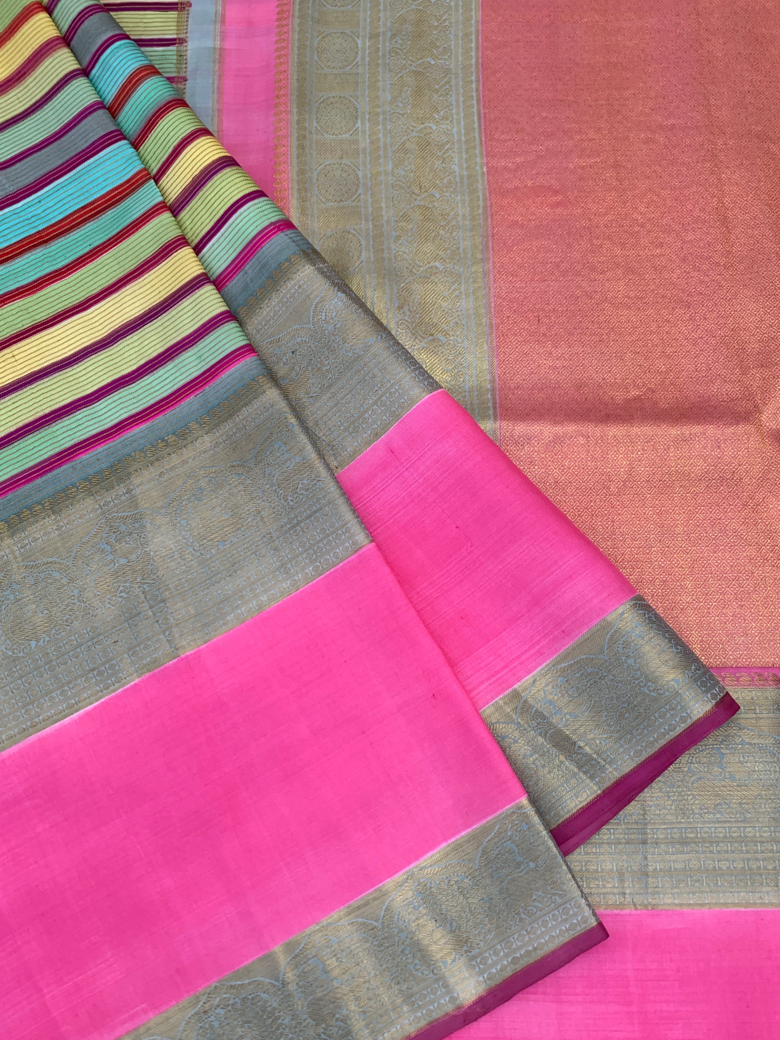 kanjeevaram brush painted Saree 