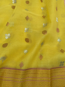 Zari Kota Saree Yellow In Color