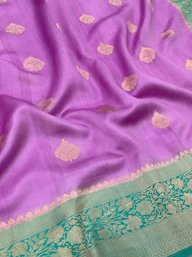 Chanderi Silk Saree Lavender In Colour
