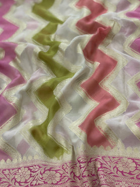 Georgette Banarasi Saree Cream In Colour