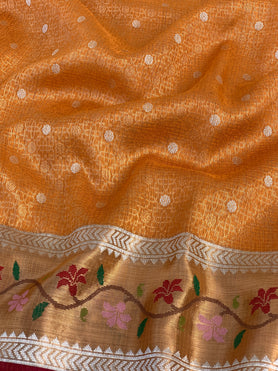 Tissue Zari Kota Saree Orange In Color