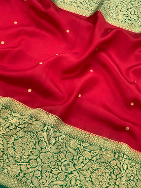 Chanderi Silk Saree Dark-Red In Colour