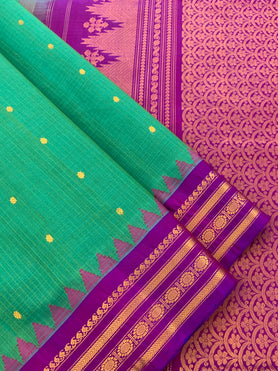 Gadwal Cotton Saree Green In Colour