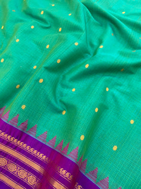 Gadwal Cotton Saree Green In Colour