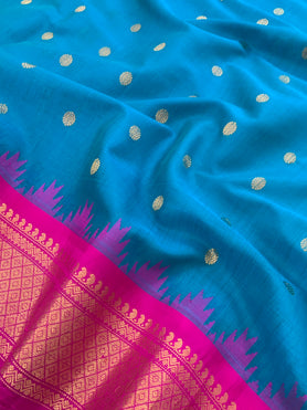 Gadwal Cotton Saree Rama-Blue In Colour