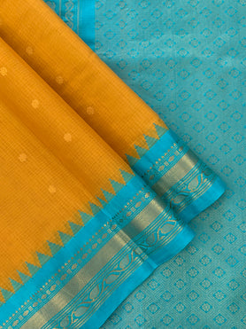 Gadwal Cotton Saree Yellow In Colour