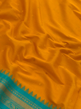 Gadwal Cotton Saree Yellow In Colour