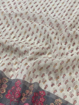 Organza Saree Half-White In Colour
