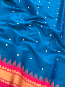 Gadwal Cotton Saree Blue In Colour