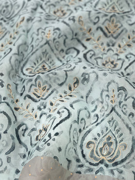 Organza Saree Powder-Blue In Colour